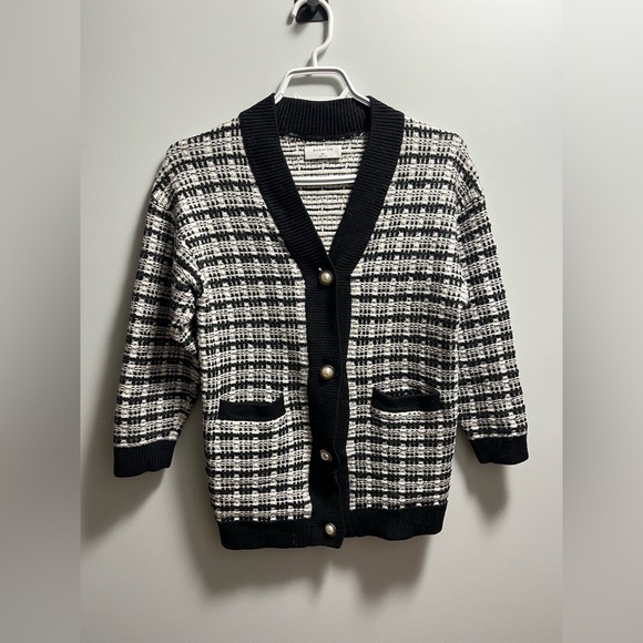 Babaton Black and White Plaid Sweater - Picture 2 of 3